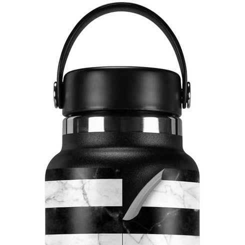 Black and White Striped Marble Hydro Flask 32oz Wide Mouth Skin