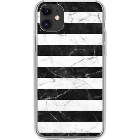 Black and White Striped Marble iPhone 11 Clear Case