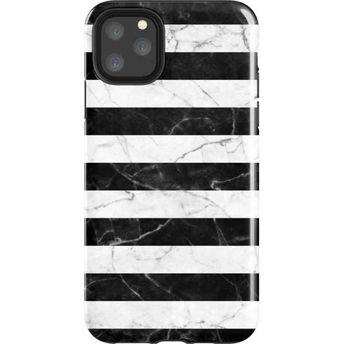 Black and White Striped Marble iPhone 11 Pro Max Impact Case