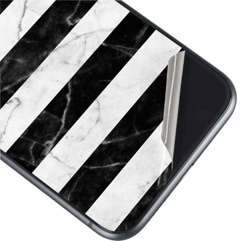 Black and White Striped Marble iPhone 11 Skin