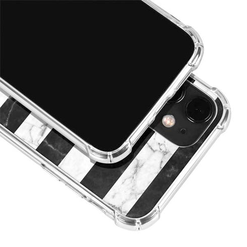 Black and White Striped Marble iPhone 12 Clear Case