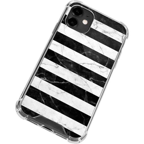 Black and White Striped Marble iPhone 12 Clear Case