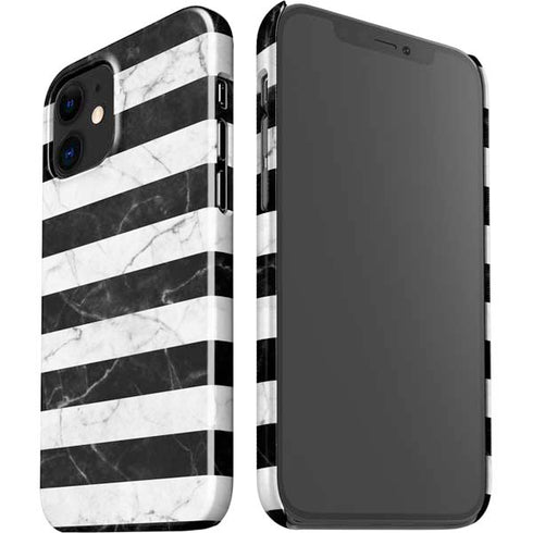 Black and White Striped Marble iPhone 12 Mini Lite Case