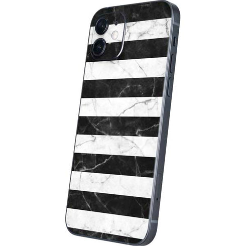 Black and White Striped Marble iPhone 12 Mini Skin