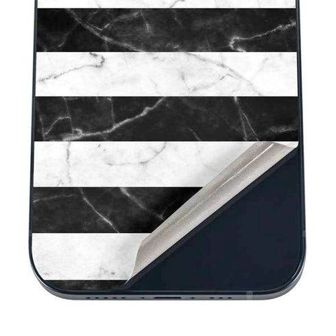 Black and White Striped Marble iPhone 12 Mini Skin