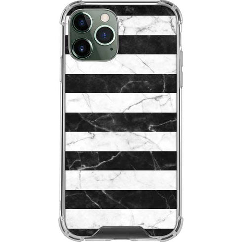 Black and White Striped Marble iPhone 12 Pro Clear Case