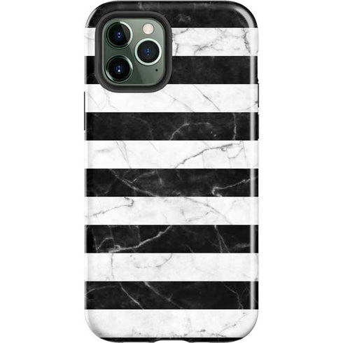 Black and White Striped Marble iPhone 12 Pro Max Impact Case