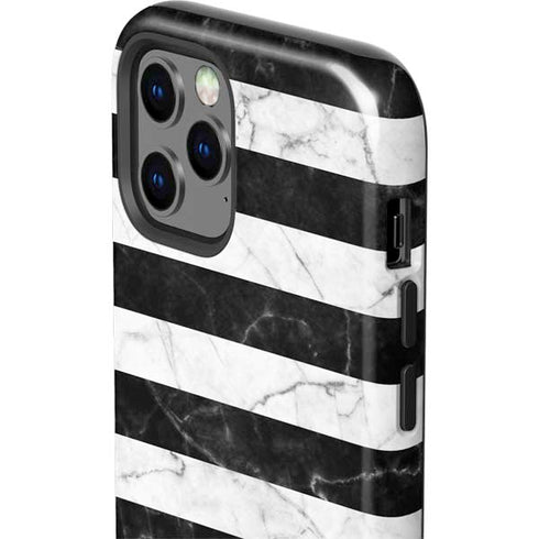 Black and White Striped Marble iPhone 12 Pro Max Impact Case