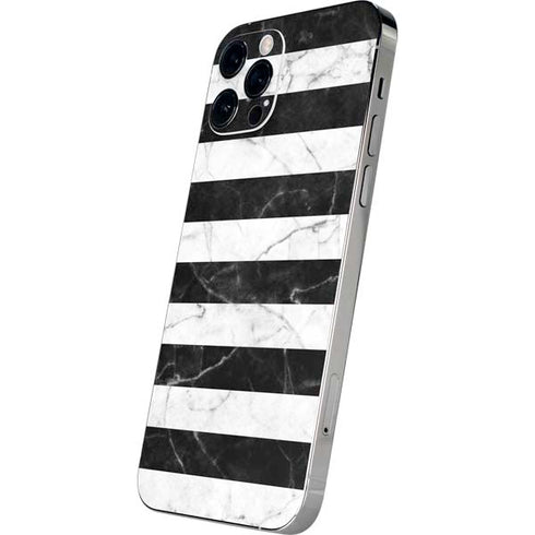 Black and White Striped Marble iPhone 12 Pro Max Skin