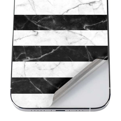 Black and White Striped Marble iPhone 12 Pro Max Skin