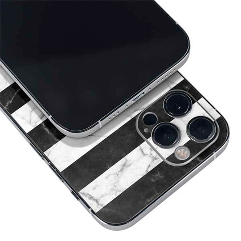 Black and White Striped Marble iPhone 12 Pro Max Skin