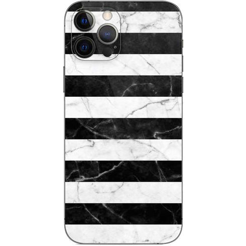 Black and White Striped Marble iPhone 12 Pro Skin