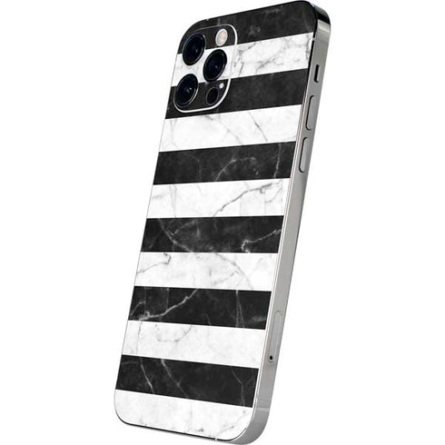 Black and White Striped Marble iPhone 12 Pro Skin
