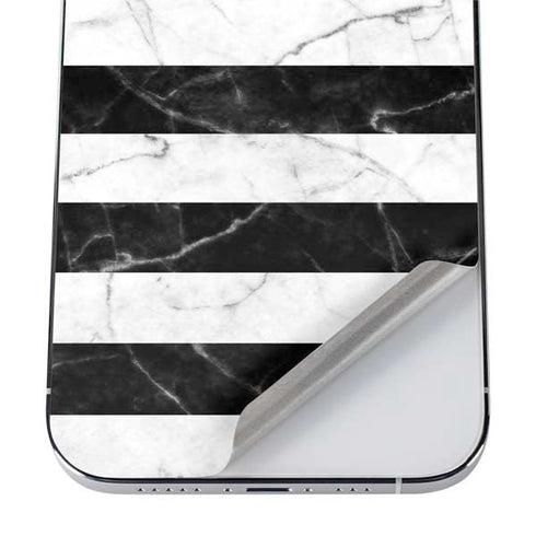 Black and White Striped Marble iPhone 12 Pro Skin