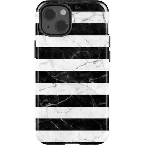 Black and White Striped Marble iPhone 13 Impact Case