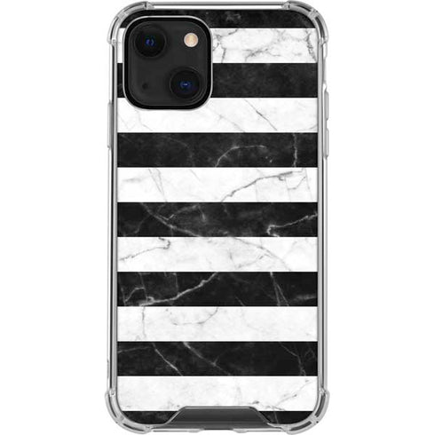 Black and White Striped Marble iPhone 13 Mini Clear Case