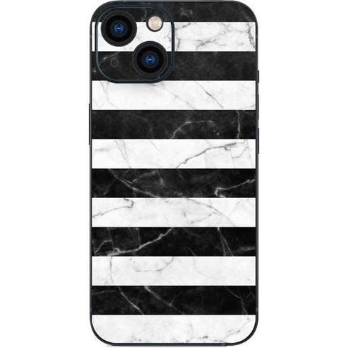 Black and White Striped Marble iPhone 13 Mini Skin