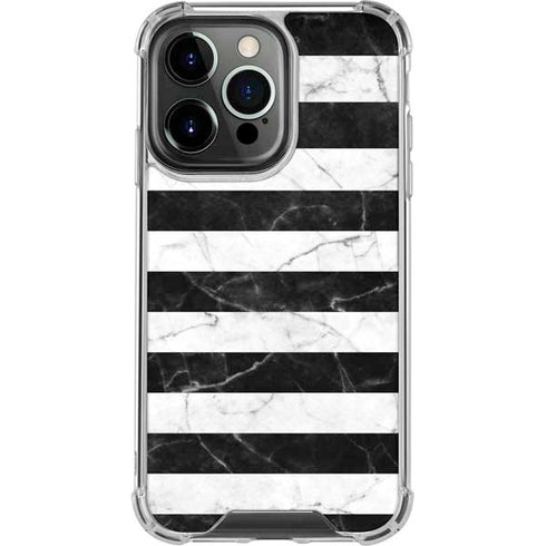 Black and White Striped Marble iPhone 13 Pro Clear Case