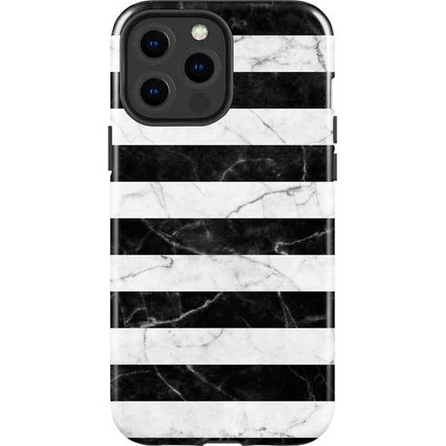 Black and White Striped Marble iPhone 13 Pro Max Impact Case