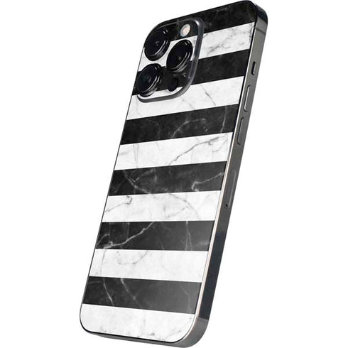 Black and White Striped Marble iPhone 13 Pro Max Skin