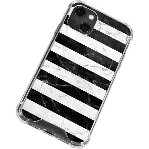 Black and White Striped Marble iPhone 14 Plus Clear Case