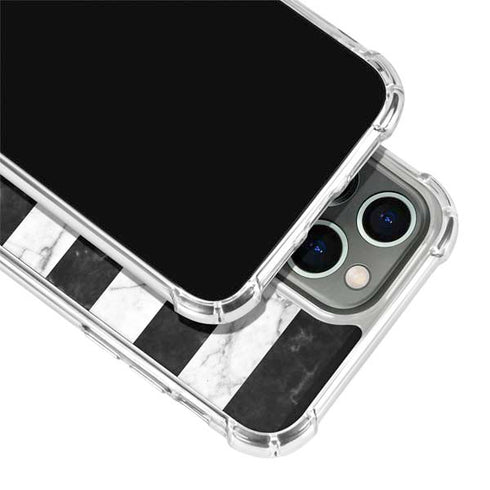 Black and White Striped Marble iPhone 15 Pro Clear Case