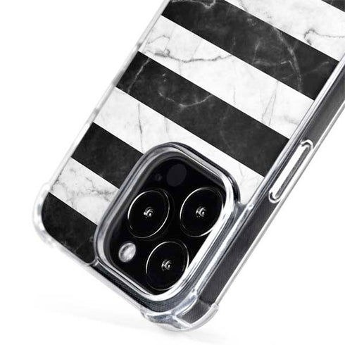 Black and White Striped Marble iPhone 15 Pro MagSafe Case