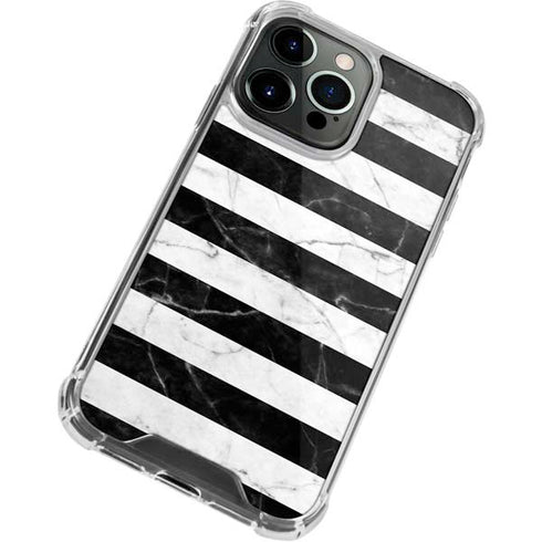 Black and White Striped Marble iPhone 15 Pro Max Clear Case