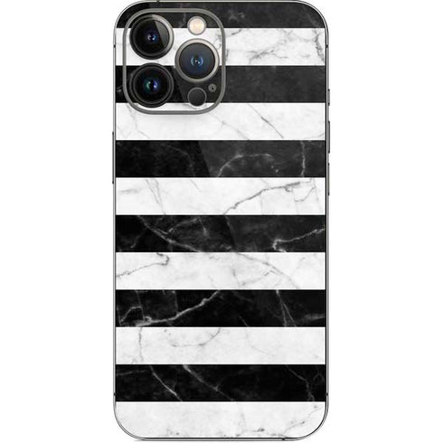 Black and White Striped Marble iPhone 14 Pro Max Skin