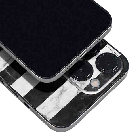 Black and White Striped Marble iPhone 14 Pro Skin