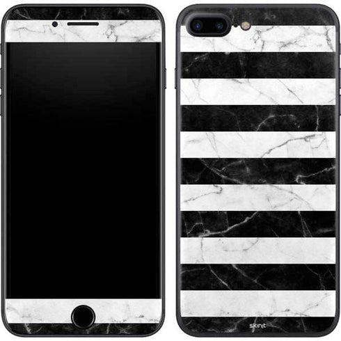 Black and White Striped Marble iPhone 7 Plus Skin