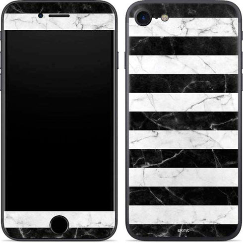 Black and White Striped Marble iPhone 7 Skin