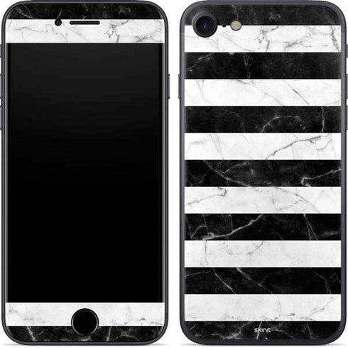 Black and White Striped Marble iPhone 8 Skin