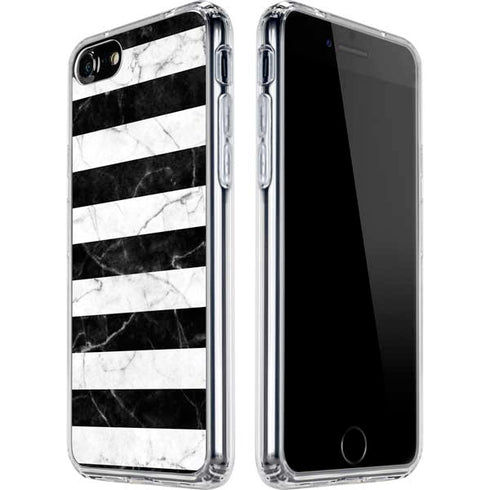 Black and White Striped Marble iPhone SE (2nd & 3rd Gen) Clear Case