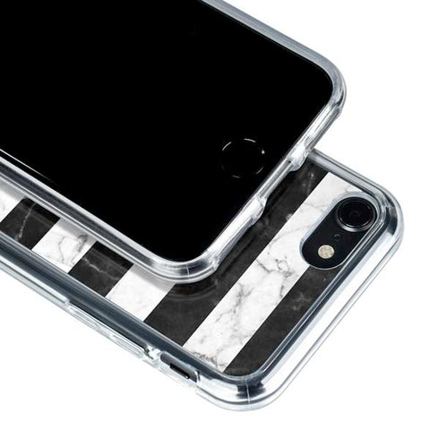 Black and White Striped Marble iPhone SE (2nd & 3rd Gen) Clear Case