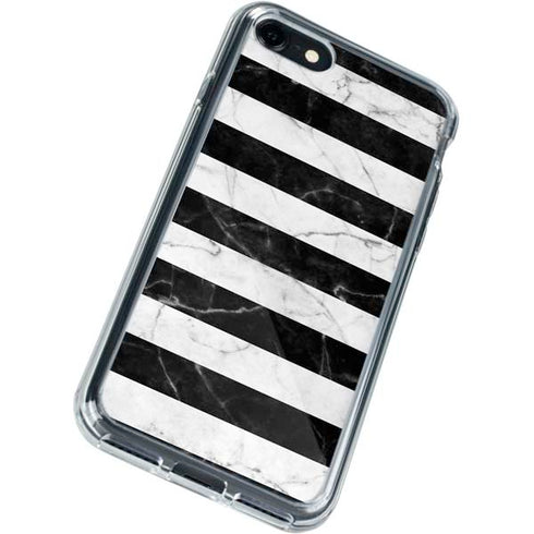 Black and White Striped Marble iPhone SE (2nd & 3rd Gen) Clear Case