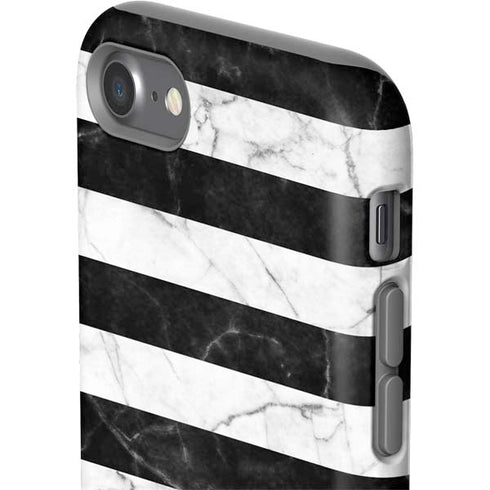 Black and White Striped Marble iPhone SE (2nd & 3rd Gen) Pro Case