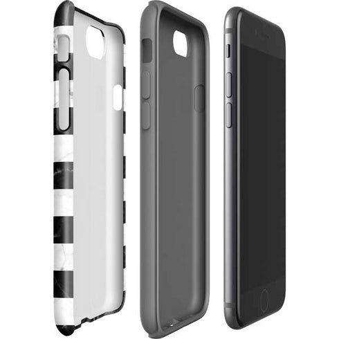 Black and White Striped Marble iPhone SE (2nd & 3rd Gen) Pro Case