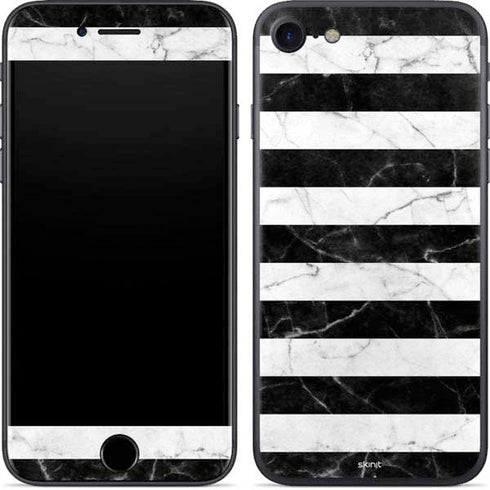 Black and White Striped Marble iPhone SE (2nd & 3rd Gen) Skin