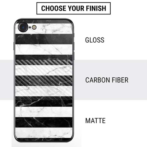 Black and White Striped Marble iPhone SE (2nd & 3rd Gen) Skin