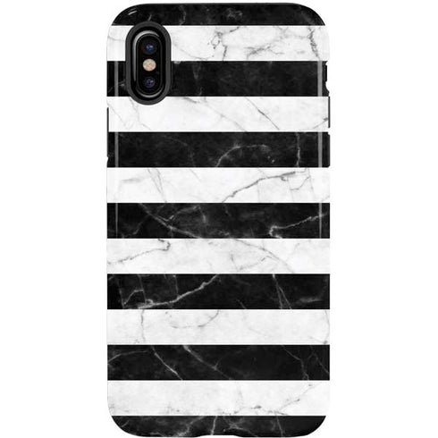 Black and White Striped Marble iPhone X Pro Case