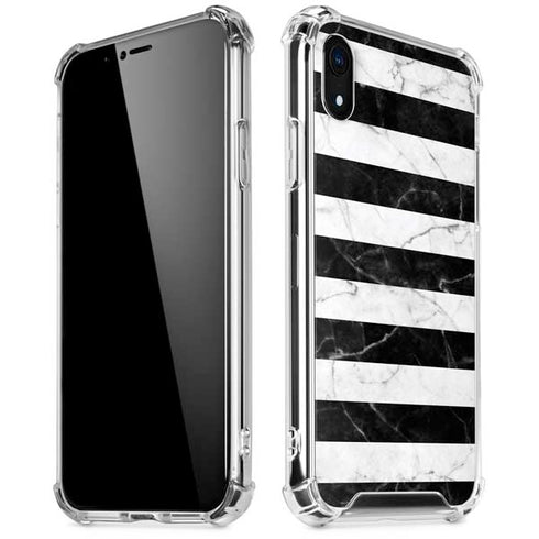 Black and White Striped Marble iPhone XR Clear Case