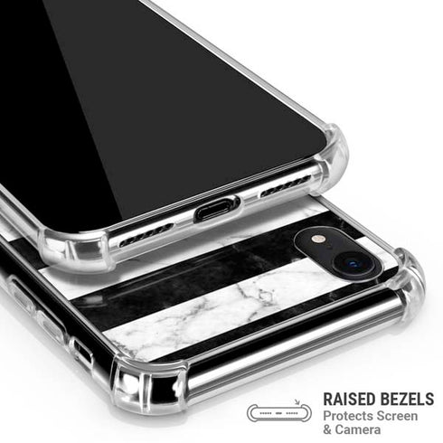 Black and White Striped Marble iPhone XR Clear Case
