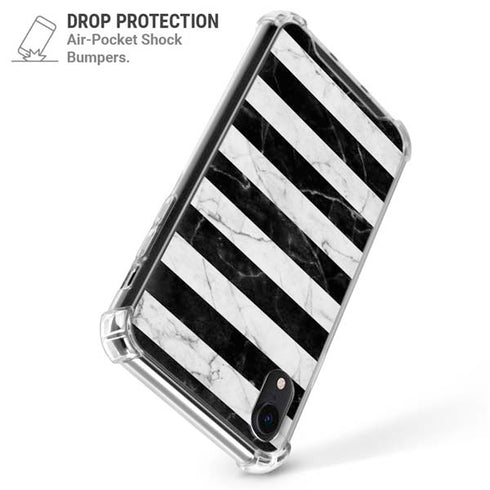 Black and White Striped Marble iPhone XR Clear Case