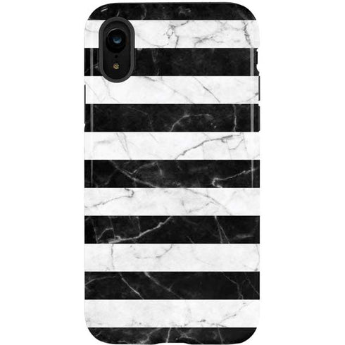 Black and White Striped Marble iPhone XR Pro Case
