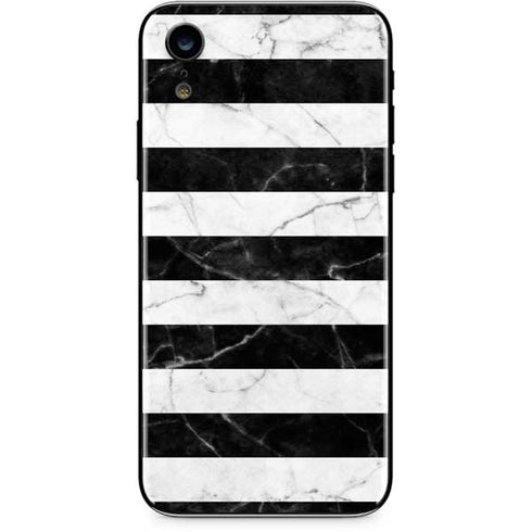 Black and White Striped Marble iPhone XR Skin