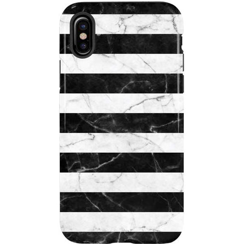 Black and White Striped Marble iPhone XS Pro Case