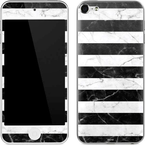 Black and White Striped Marble Apple iPod Skin