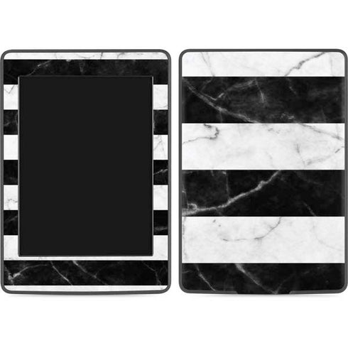 Black and White Striped Marble Amazon Kindle Skin