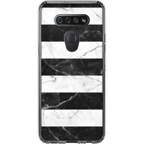 Black and White Striped Marble LG K51/Q51 Clear Case